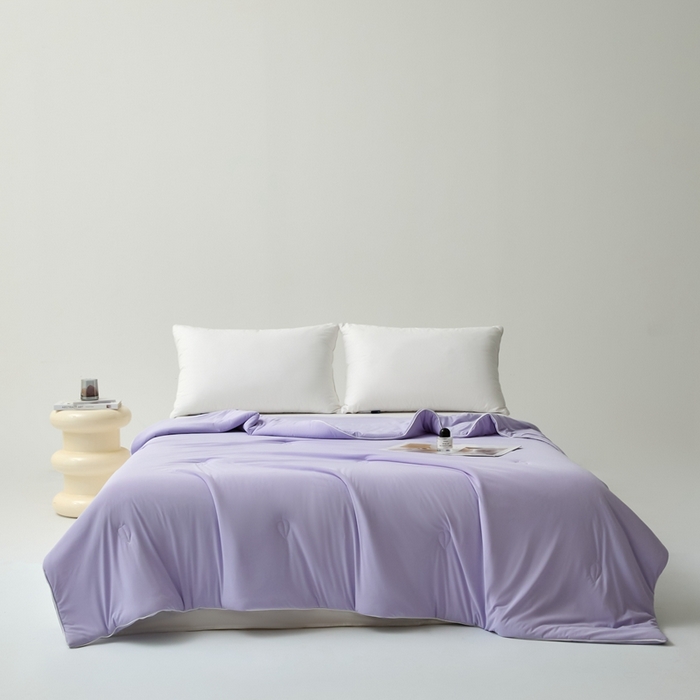 91家纺网 家纺一手货源 找家纺 欧邦 2025新款全消光冰皮凉感锦氨夏被 安娜紫