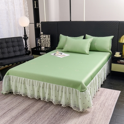 91家纺网 家纺一手货源 找家纺 （总）青雅席业 2025年新款凉感因子母婴级凉感丝豆豆席床裙款