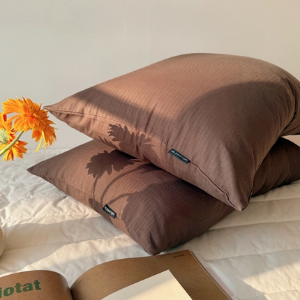 蜜宿 2025新款全棉人字纹枕套 深棕