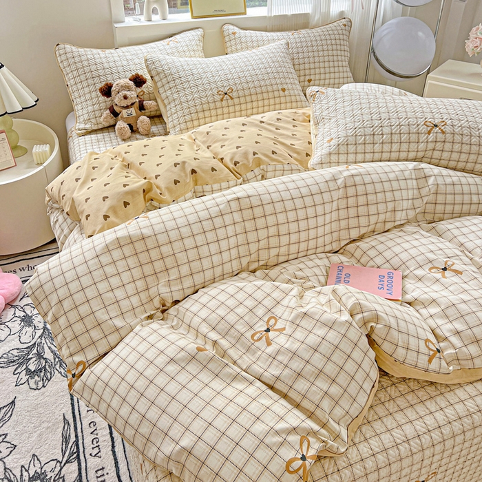 91家纺网 家纺一手货源 找家纺 羽爱家纺 2025新款A类双面全棉印花床盖套件 极简主义