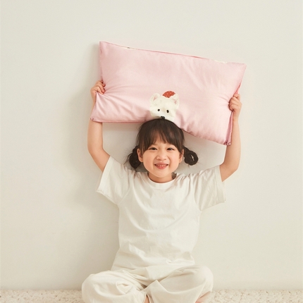 91家纺网 家纺一手货源 找家纺 艾佳宝贝 2025新款A类全棉纯棉儿童单枕套多尺寸可拆式枕头 乖萌小狗