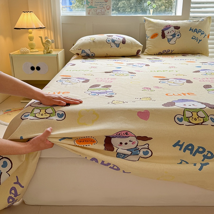 91家纺网 家纺一手货源 找家纺 晓时候 2025原棉老粗布床单凉席三件套软凉席子单床单 酷狗