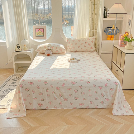 眠帛家居 2025新款A类水洗皱皱纱印花床单 浪漫