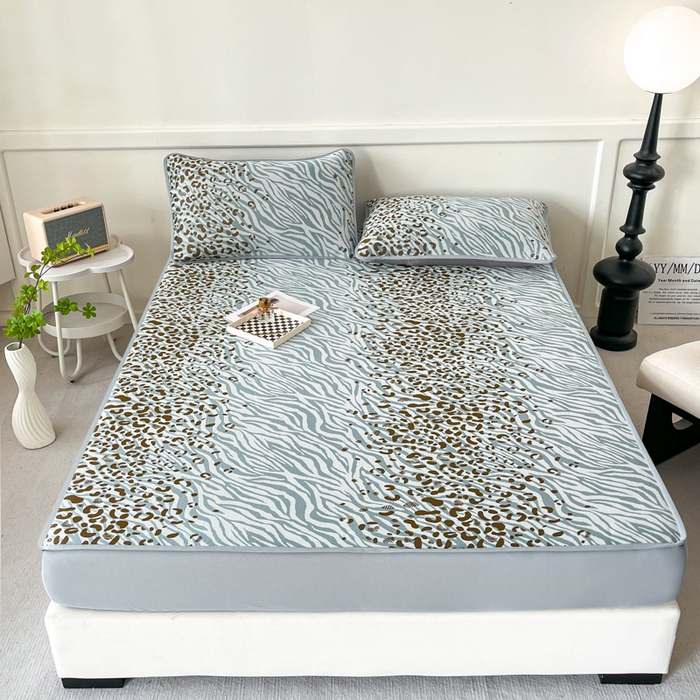 91家纺网 家纺一手货源 找家纺 子曰 2025新款高定版A类PE聚乙烯凉感凉席提花凉席床笠 魅野-蓝