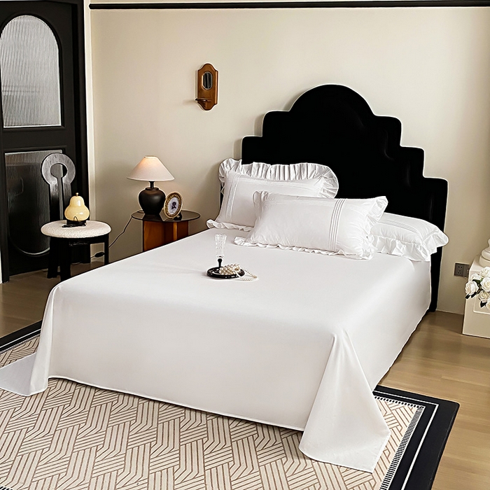 91家纺网 家纺一手货源 找家纺 花香四季家纺 2025新款全棉13376公主风纯棉法式手工立体线条四件套 奶油白