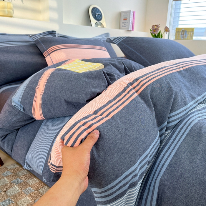 91家纺网 家纺一手货源 找家纺 金窝窝家纺 2025新款纯棉水洗棉四件套 巴黎灰