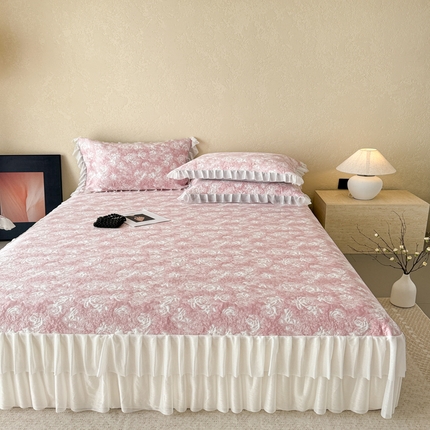 91家纺网 家纺一手货源 找家纺 （总）懒猫家纺 2025春夏新款凉感提花洛可可系列床裙款凉席