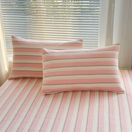 梦精灵家纺 2025新款全棉色织单枕套 左岸-粉