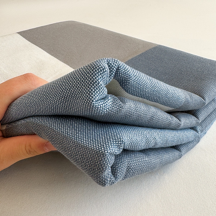 91家纺网 家纺一手货源 找家纺 晓时候 2025原棉老粗布床单凉席三件套软凉席子单床单 蓝咖格