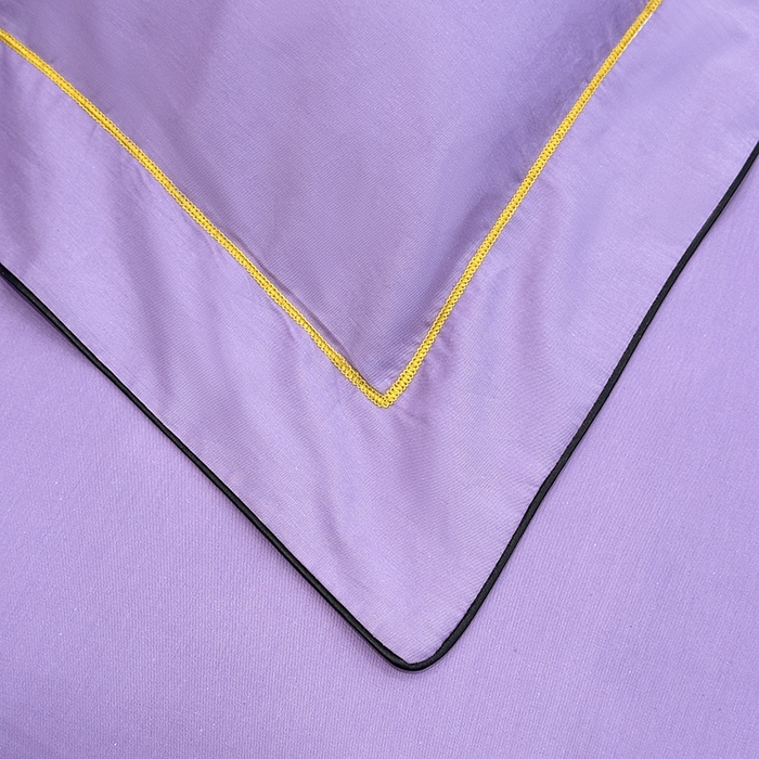 91家纺网 家纺一手货源 找家纺 宇彬家纺 2025新款直播热款13374全棉母婴级压线一字绣宽边枕套被套纯色滚边麻绳四件套贡缎新疆长绒 梦系列-曲雅紫