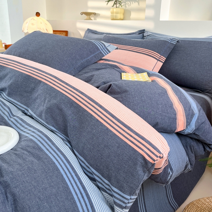 91家纺网 家纺一手货源 找家纺 金窝窝家纺 2025新款纯棉水洗棉四件套 巴黎灰