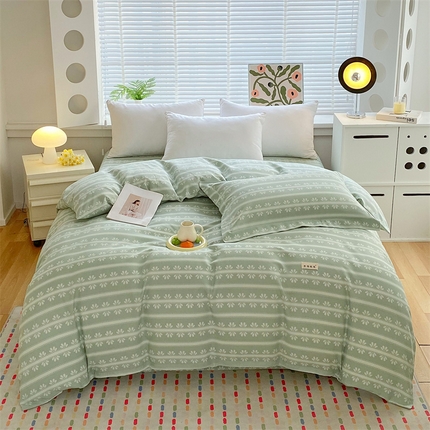凯磊2025新款老粗布印花单品被套被套单件 甜纹悠居-绿