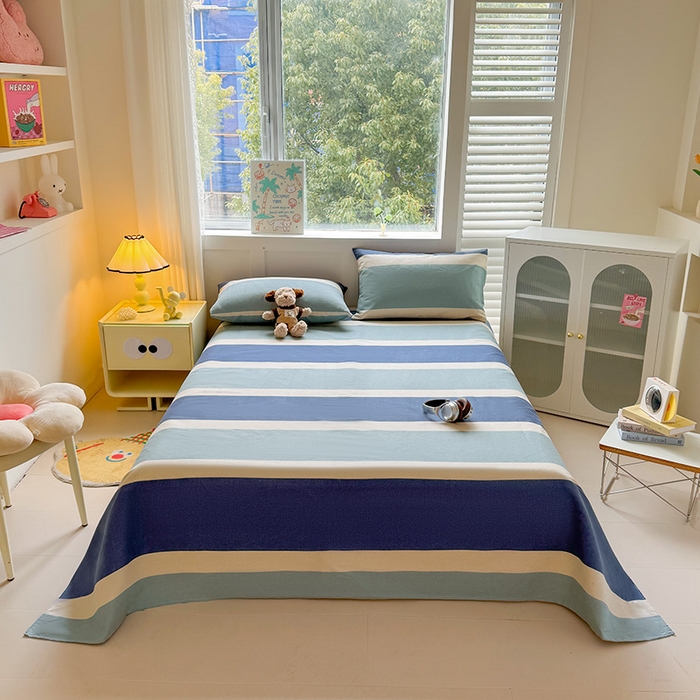 91家纺网 家纺一手货源 找家纺 晓时候 2025原棉老粗布床单凉席三件套软凉席子单床单 简语