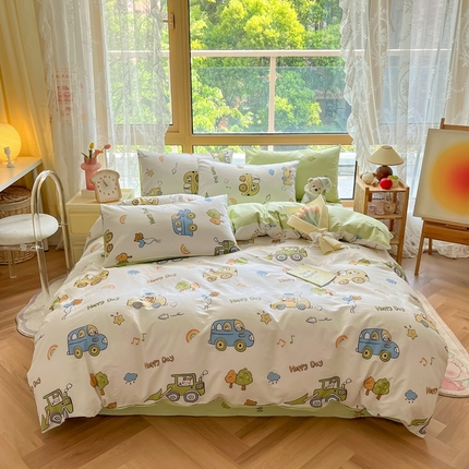 91家纺网 家纺一手货源 找家纺 （总）吉象家纺13070全棉四件套纯棉四件套直播小清新男孩女