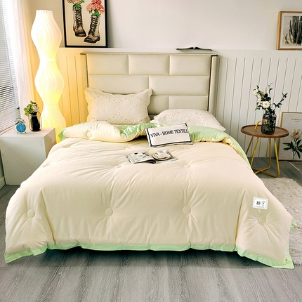 玉清坊 2025新款里外纯棉新疆棉花被 麦穗黄拼绿