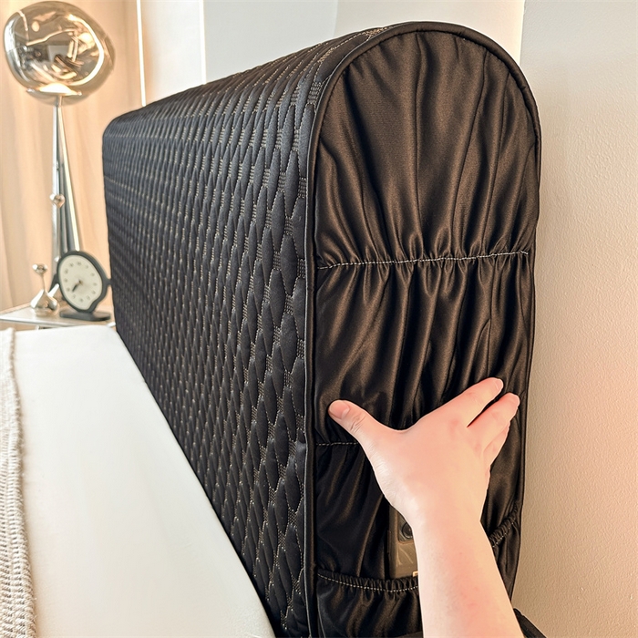 91家纺网 家纺一手货源 找家纺 情恒家纺 2025夏季款亮光布加厚双面用床头罩 静谧黑