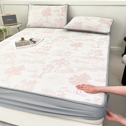 91家纺网 家纺一手货源 找家纺 （总）子曰 2025新款高定版A类PE聚乙烯凉感凉席提花凉席床笠