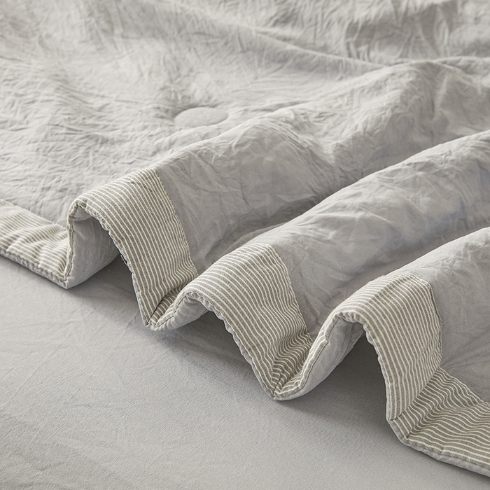 91家纺网 家纺一手货源 找家纺 创优家纺 2025新款无印风格子新疆棉夏被空调被纯棉花被夏被子薄被芯水洗棉包检测 新疆棉-浅灰