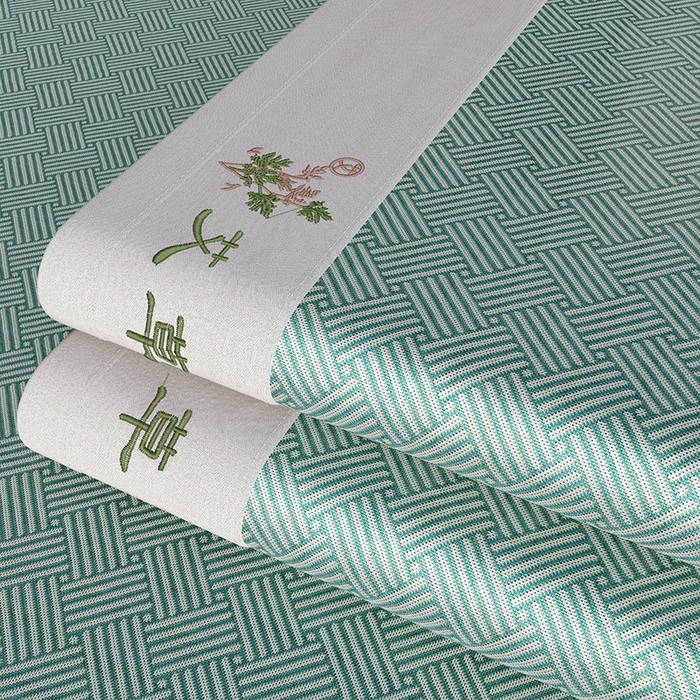 91家纺网 家纺一手货源 找家纺 席之家 2025新款凉感艾草冰藤席凉席席子 饼干花-绿色