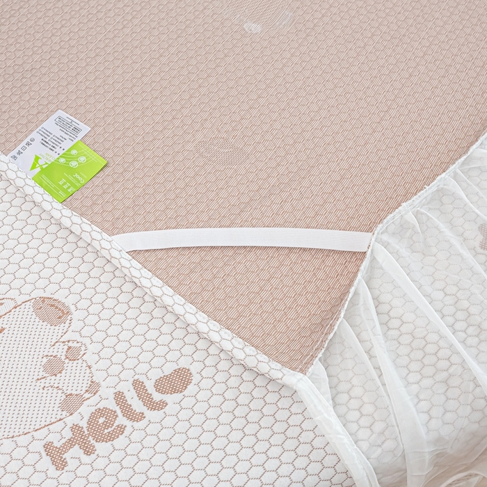 91家纺网 家纺一手货源 找家纺 春寻家纺 2025新款凉豆豆冰丝凉席席子-床裙款 卡皮巴拉-咖