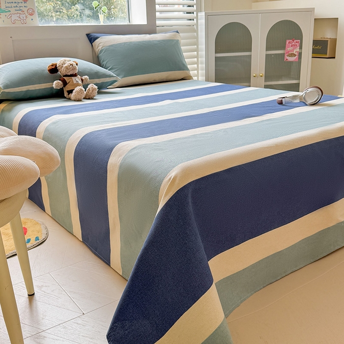 91家纺网 家纺一手货源 找家纺 晓时候 2025原棉老粗布床单凉席三件套软凉席子单床单 简语