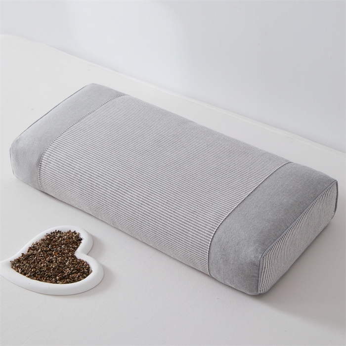 91家纺网 家纺一手货源 找家纺 大熊枕芯 2025新款水洗棉条纹荞麦枕 条纹宫廷-灰20*50*8cm/只