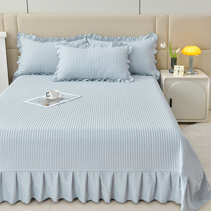 91家纺网 家纺一手货源 找家纺 （总）星窝家纺 2025新款水洗棉花边床裙式多功能床盖三件套