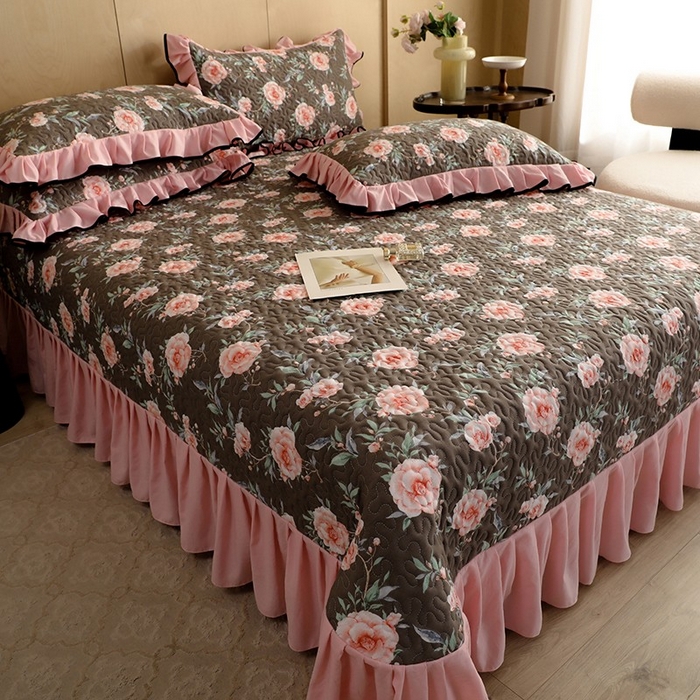 91家纺网 家纺一手货源 找家纺 金盛皇朝家纺 2025新款田园风水洗棉床盖四件套系列 暮色花市