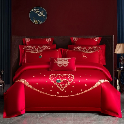 91家纺网 家纺一手货源 找家纺 （总） 博之洋 2025新款全棉长绒棉婚庆刺绣四件套多件套系列