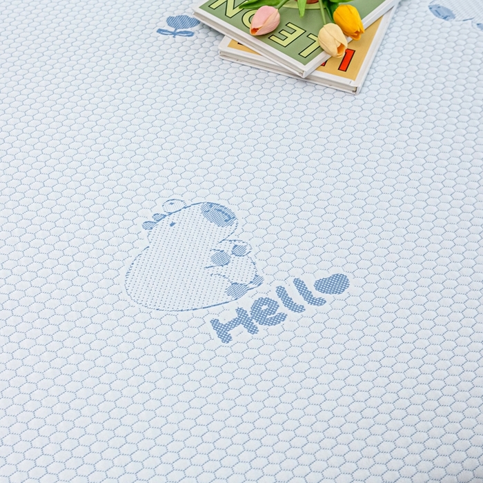 91家纺网 家纺一手货源 找家纺 春寻家纺 2025新款凉豆豆冰丝凉席席子-床裙款 卡皮巴拉-蓝