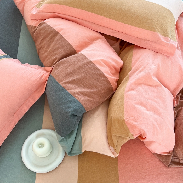 91家纺网 家纺一手货源 找家纺 金窝窝家纺 2025新款纯棉水洗棉四件套 巴黎彩格