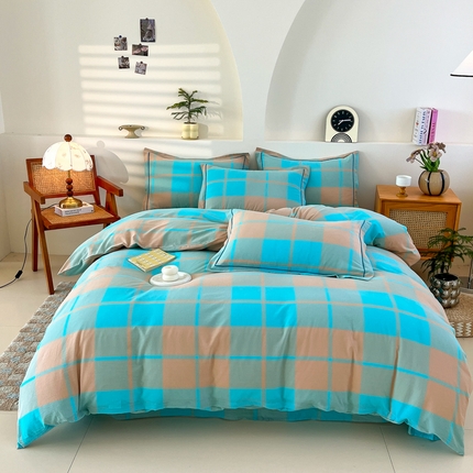 金窝窝家纺 2025新款纯棉水洗棉四件套 相遇兰橙