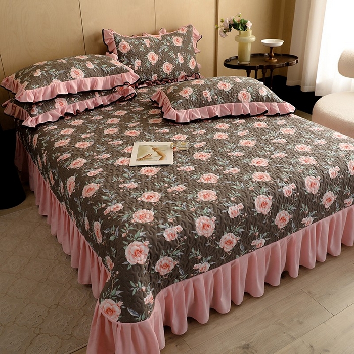 91家纺网 家纺一手货源 找家纺 金盛皇朝家纺 2025新款田园风水洗棉床盖四件套系列 暮色花市