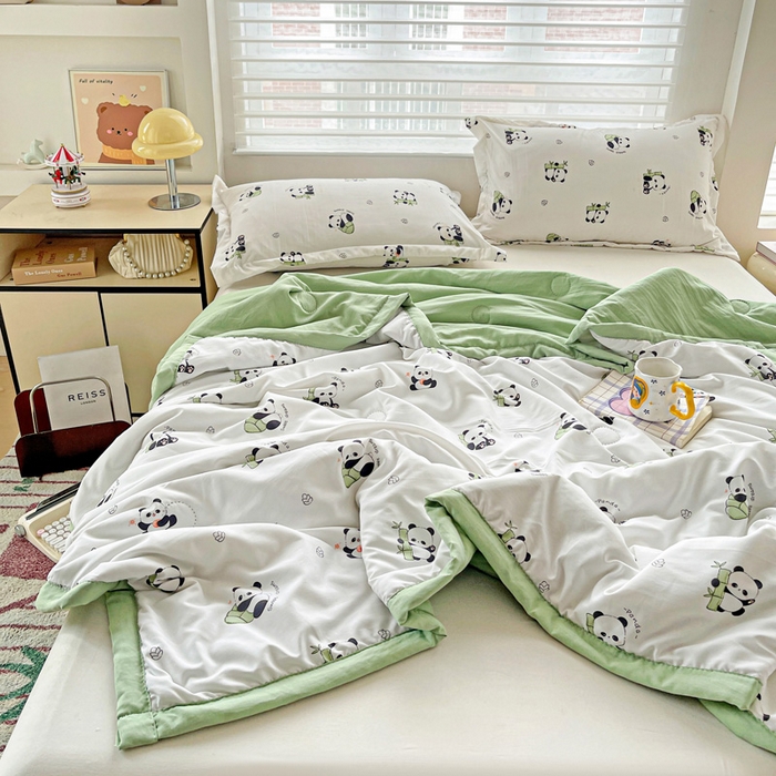 91家纺网 家纺一手货源 找家纺 富艺隆 2025新款水洗棉印花夏被 小熊猫