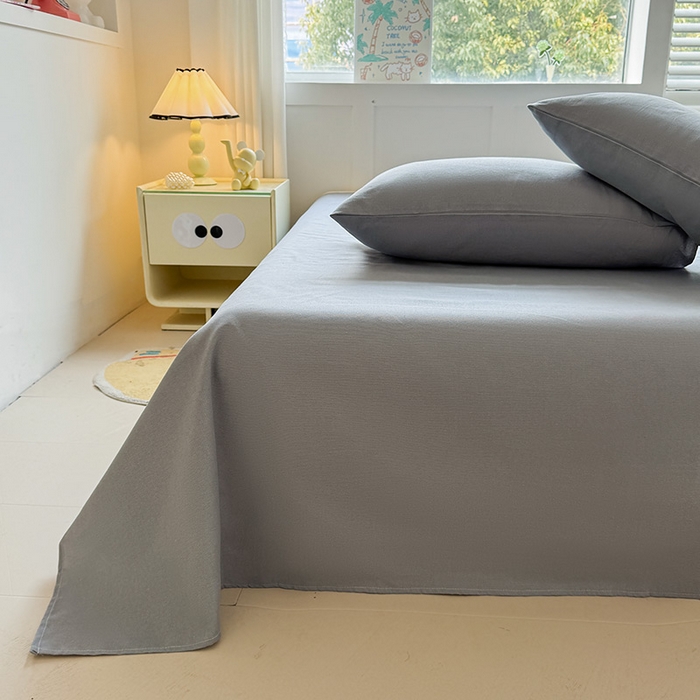 91家纺网 家纺一手货源 找家纺 晓时候 2025原棉老粗布床单凉席三件套软凉席子单床单 高级灰