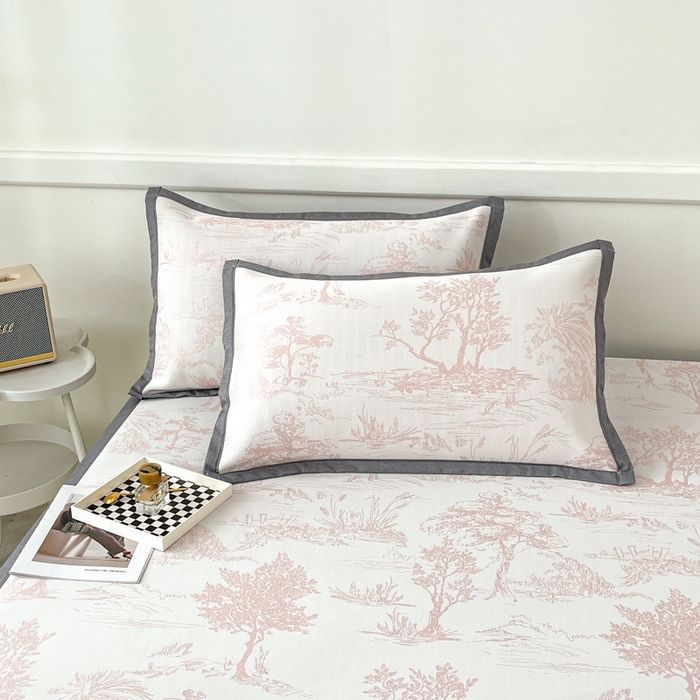 91家纺网 家纺一手货源 找家纺 子曰 2025新款高定版A类PE聚乙烯凉感凉席提花凉席 秘境-粉