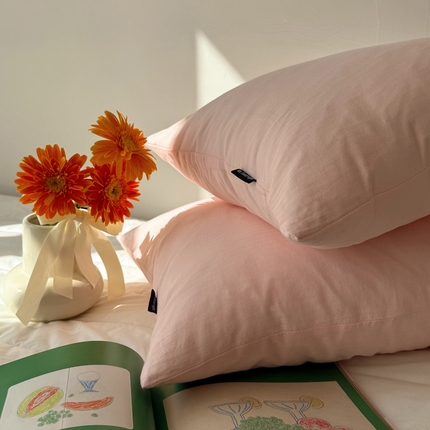 蜜宿 2025新款全棉人字纹枕套 樱粉
