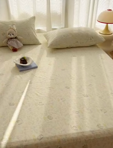 91家纺网 家纺一手货源 找家纺 （总）眠帛家居 2025新款A类水洗皱皱纱印花床笠