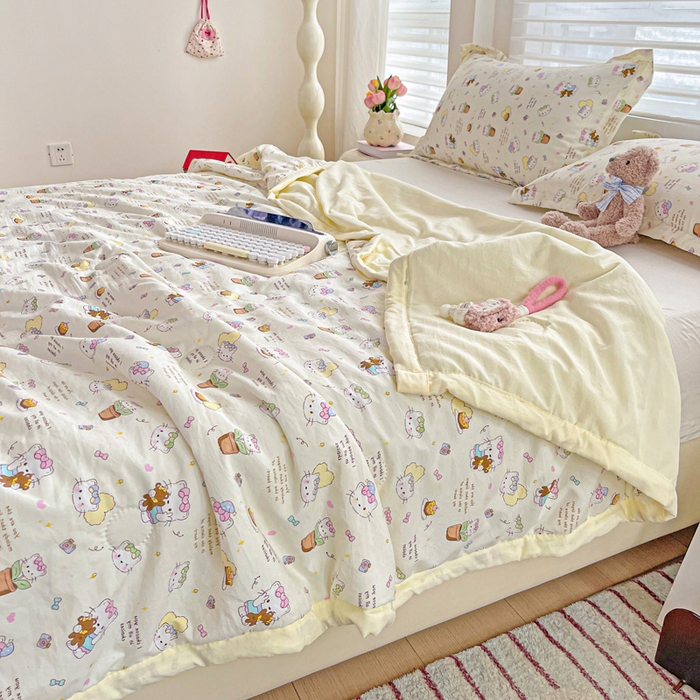 91家纺网 家纺一手货源 找家纺 富艺隆 2025新款水洗棉印花夏被 小豆喵