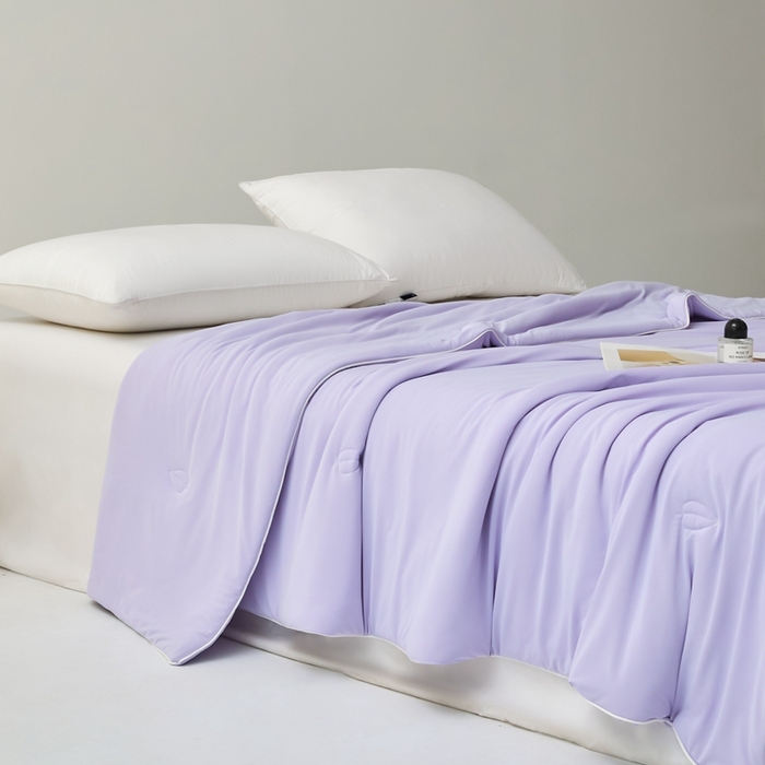 91家纺网 家纺一手货源 找家纺 欧邦 2025新款全消光冰皮凉感锦氨夏被 安娜紫