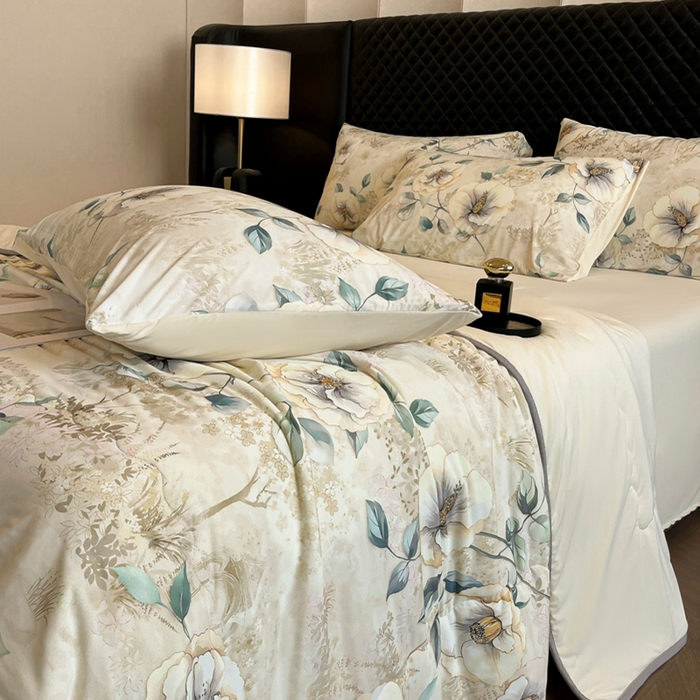 91家纺网 家纺一手货源 找家纺 花满路 2025新款成人夏被 月华