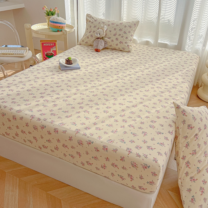 91家纺网 家纺一手货源 找家纺 眠帛家居 2025新款A类水洗皱皱纱印花床笠 蔓蔓