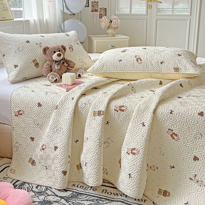 91家纺网 家纺一手货源 找家纺 羽爱家纺 2025新款A类双面全棉印花床盖套件 甜心派对