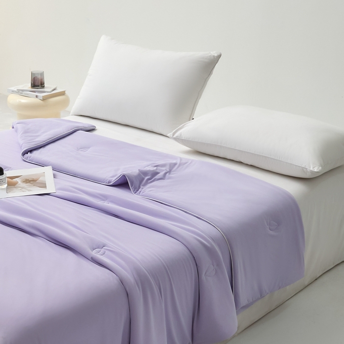 91家纺网 家纺一手货源 找家纺 欧邦 2025新款全消光冰皮凉感锦氨夏被 安娜紫