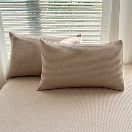 梦精灵家纺 2025新款全棉色织单枕套 棕咖