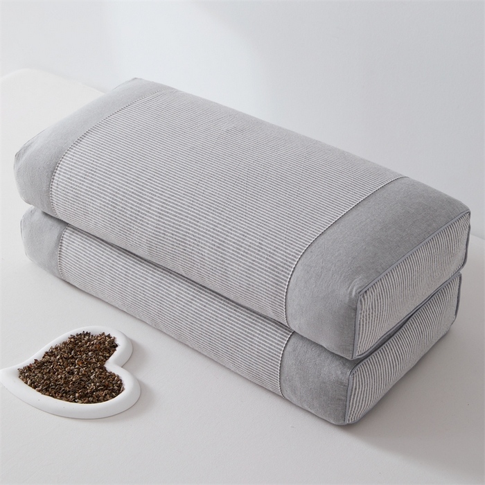 91家纺网 家纺一手货源 找家纺 大熊枕芯 2025新款水洗棉条纹荞麦枕 条纹宫廷-灰20*50*8cm/只