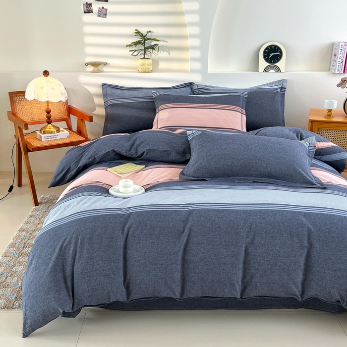 91家纺网 家纺一手货源 找家纺 金窝窝家纺 2025新款纯棉水洗棉四件套 巴黎灰