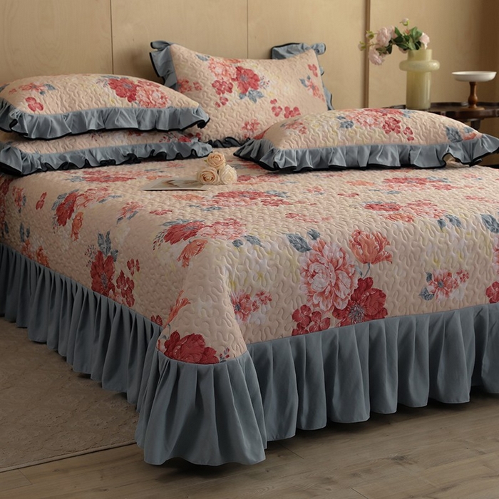 91家纺网 家纺一手货源 找家纺 金盛皇朝家纺 2025新款田园风水洗棉床盖四件套系列 绮梦风雅