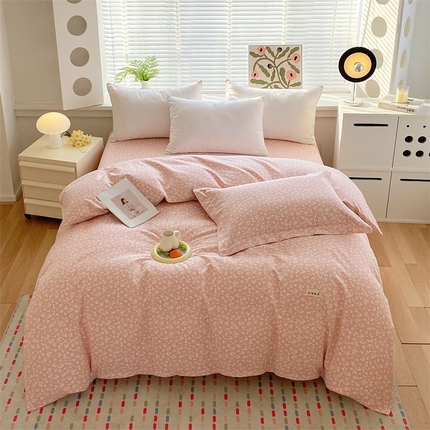 凯磊2025新款老粗布印花单品被套被套单件 浅粉花语