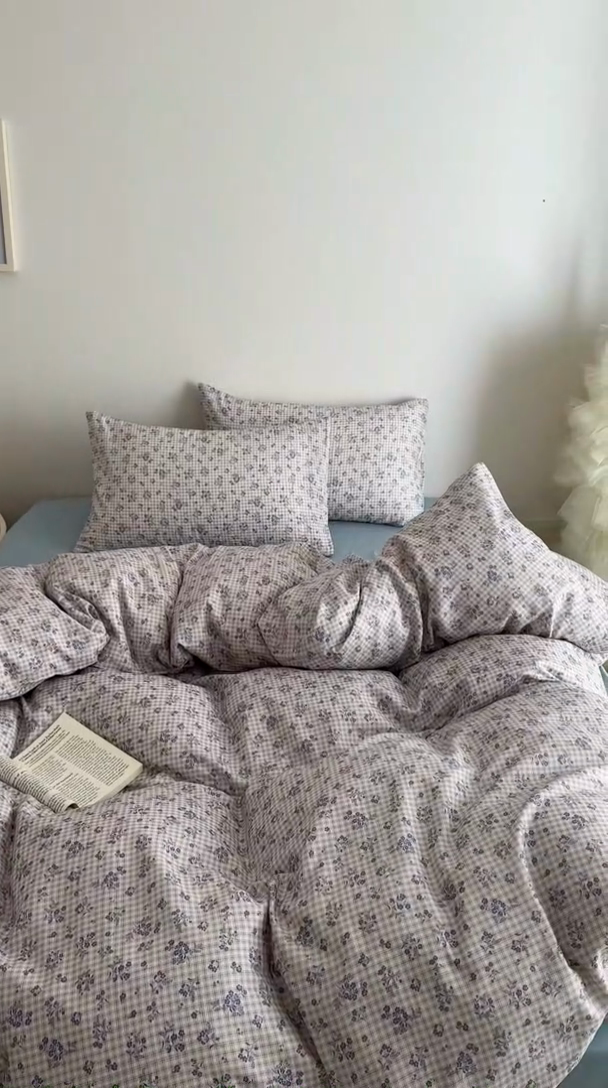 91家纺网 家纺一手货源 找家纺 塞纳 2026新款.全棉有氧双层纱四件套-场景二-倩影-兰